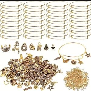 Diy customizable gold bracket set and charms